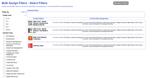 Bulk Assign Filters - Select Filters