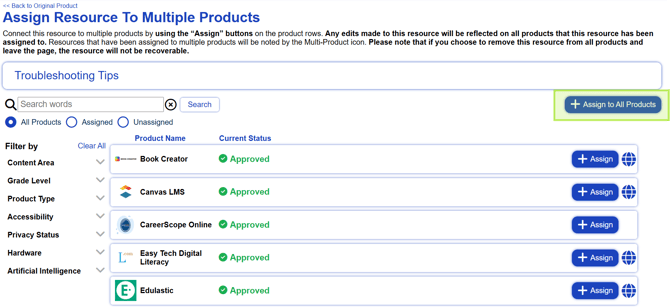 MPA - Assign to All Products