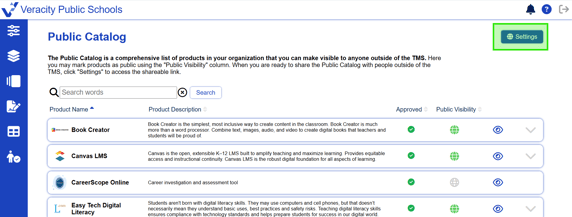 Public Catalog Settings
