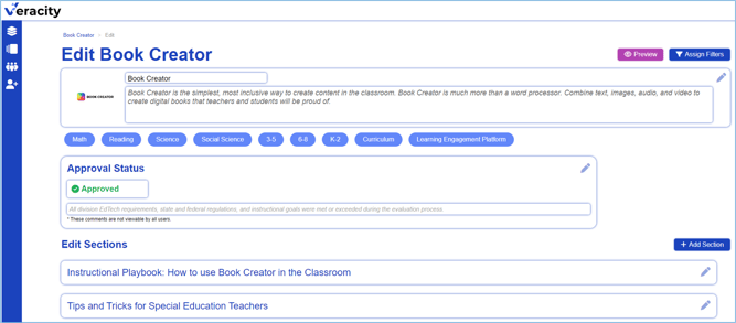 approval status edit page